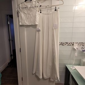 NWT Lulu's Sweet Stunner white lace two piece maxi dress, size M